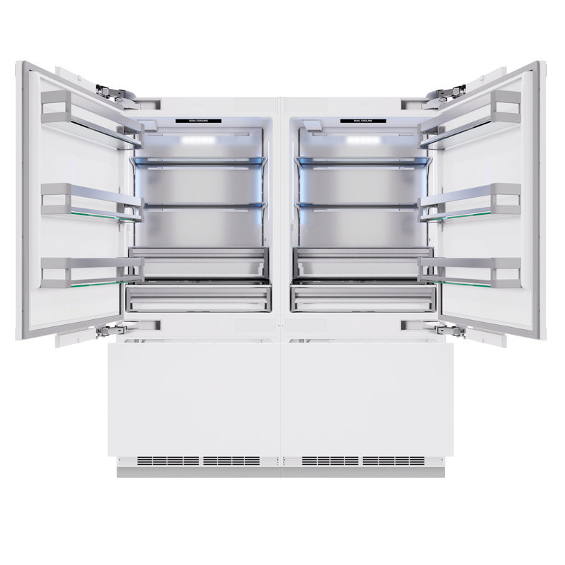 ZLINE Autograph 72 in. Panel Ready Built-In Refrigerator w/ Polished Accents, Panel Ready/Graphite Grey/Polished Gold