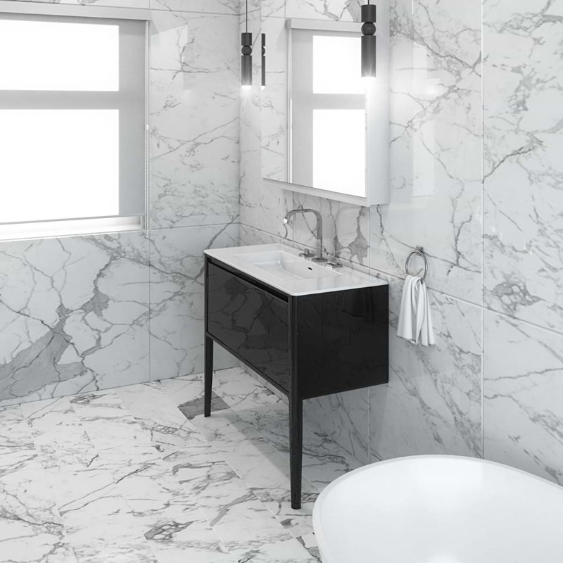 Luxe 36" Gloss Vanity With Counter, Black