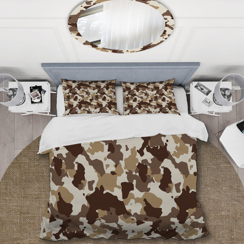 Camouflage brun désert - ensemble de housse de couette abstrait - microfibre de polyester