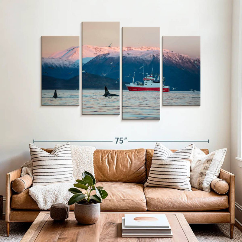 Mehar Fjord Boat And Killer Whales, 32" H x 52" W