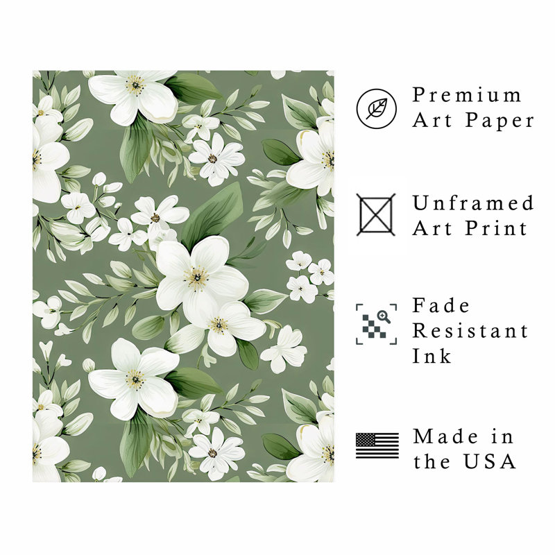 Floral, sauge, fleurs vertes, chalet VI, reproduction d'art non encadrée, H 14 po x l 11 po