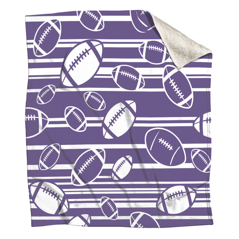 Couvertures rayées de football, L 50 po x H 60 po, Medium Purple White