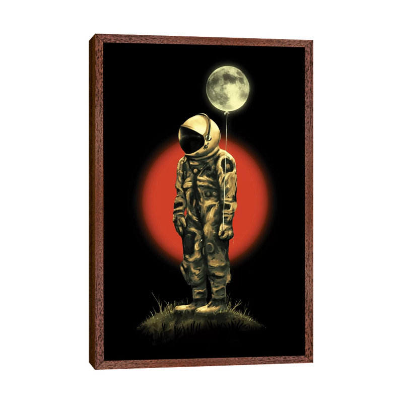 Fly Me To The Moon by Nicebleed - Print on Canvas, Classic Brown Wood Framed, 66.04cm H x 45.72cm W x 3.81cm D
