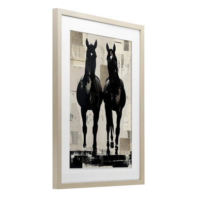 «Equinity Horse pair», reproduction sous verre encadrée, conception par Annabelle Hall