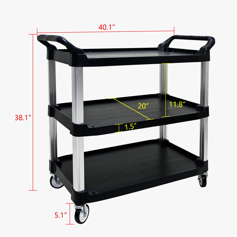 Three-Layer Thickened Plastic Mobile Tool Cart