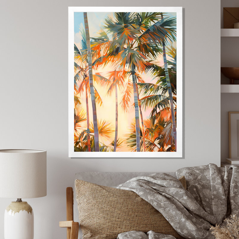 Impression romantique sur toile Pyles Palm Trees I, Cadre photo blanc, H 32 po x l 16 po x P 1 po