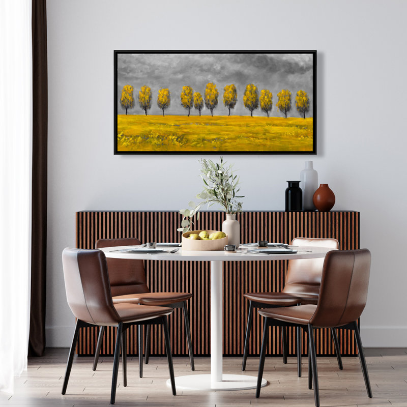 " Yellow Trees In A Field " on, H 24 po x l 48 po