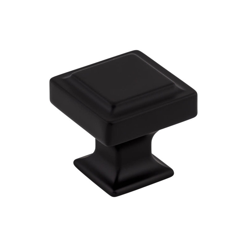 Ascendra 1 1/8" Length Square Knob, Flat Black, 1 1/8" Length