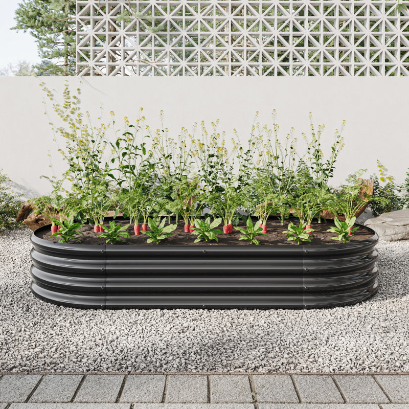 Lit de jardin surélevé ovale pour jardin pour plantes, légumes et fleurs, Noir, H 11,42 po x l 70,86 po x P 35,43 po