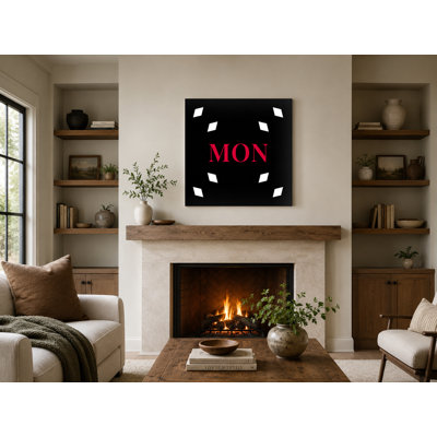 Monaco, monogramme de luxe de la ville de football du monde - blanc noir rouge - art mural sur toile