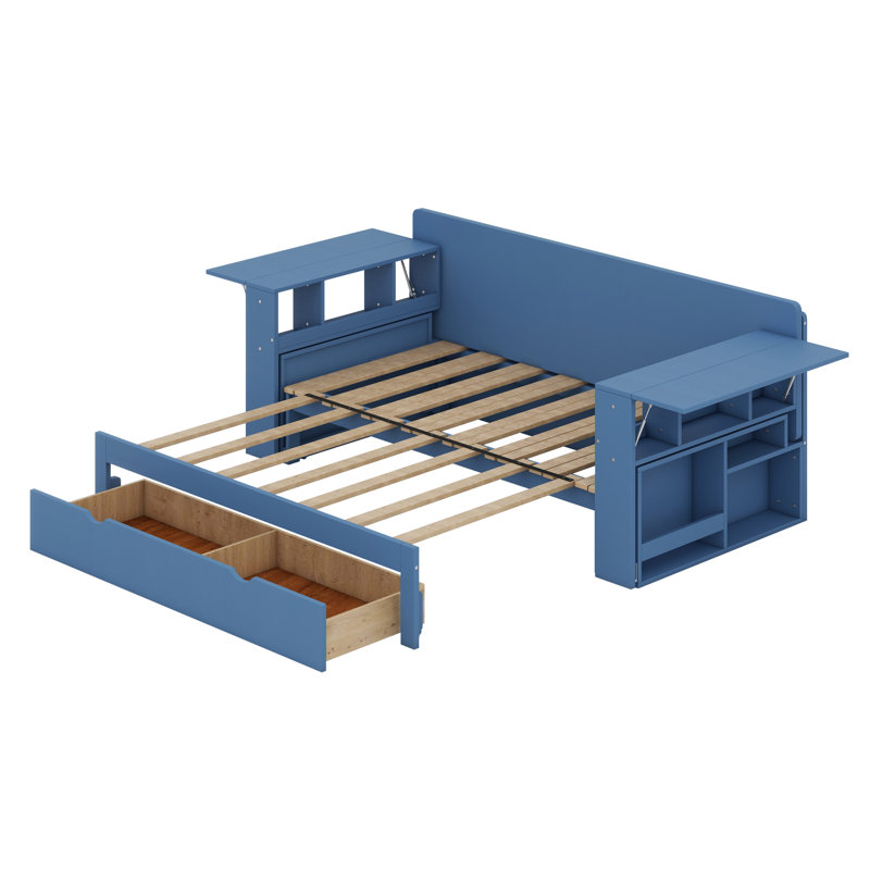 Lit de jour avec bureau amovible, Bleu