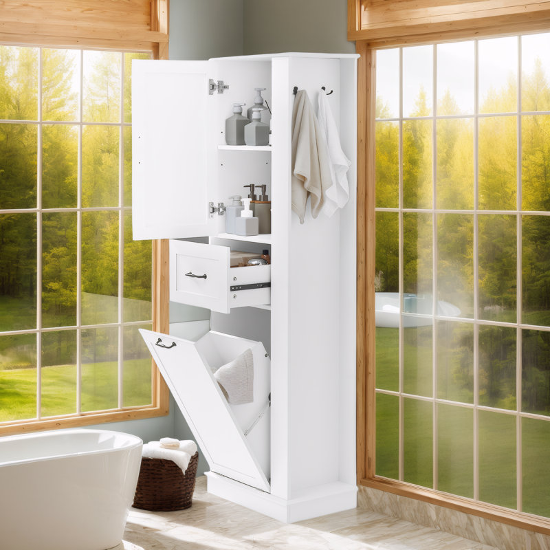 Premium Tall Storage Cabinet For Bathroom - 80LB Tilt-Out Compartments, Adjustable Shelves, Soft-Close Hinges, Aluminum Alloy Handles, Ideal For Home Organization