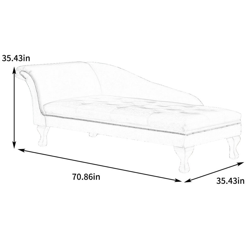 Chaise longue inclinable en velours, Accoudoir à gauche (vu de face), Bleu, Brun