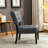 Blended Leather Tufted Accent Chair with Oversized Seating, Gray-1736688406