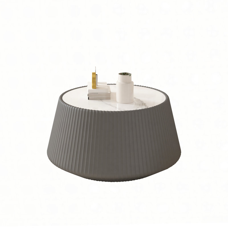 Table basse moderne en cuir fritté clair en forme de tasse en cuir pour meuble de salon (chaque plateau possède un motif gris unique), aucun assemblage requis