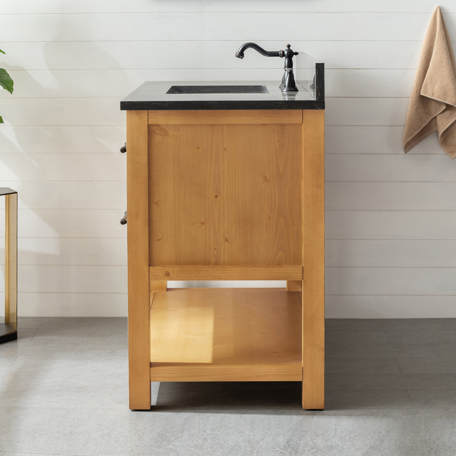 Keri 42 " Pine Single Bathroom Vanity, Natural/Antique Black