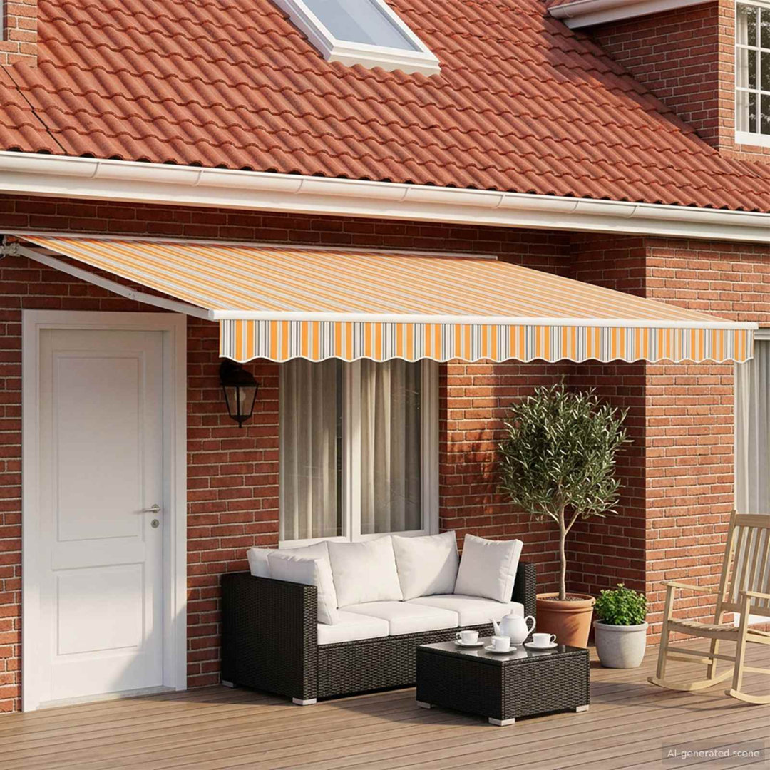 VidaXL 250cm W x 200cm D Polyester Cover Retractable Patio Awning