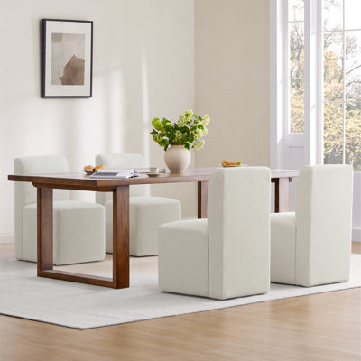 Bralan Polyester Blend Upholstered Back Dining Chair with Casters (Set of 4)