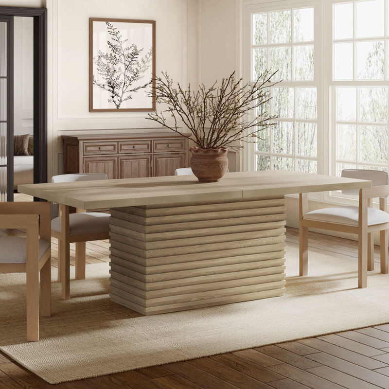 Liora Modern Minimalist Solid Wood Rectangular Dining Table, Light Ash, 84''Wx40''Dx30''H