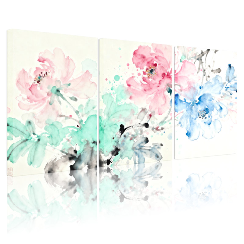Plantes et fleurs, ensemble de 3 impressions sur toile, H 18 po x l 36 po