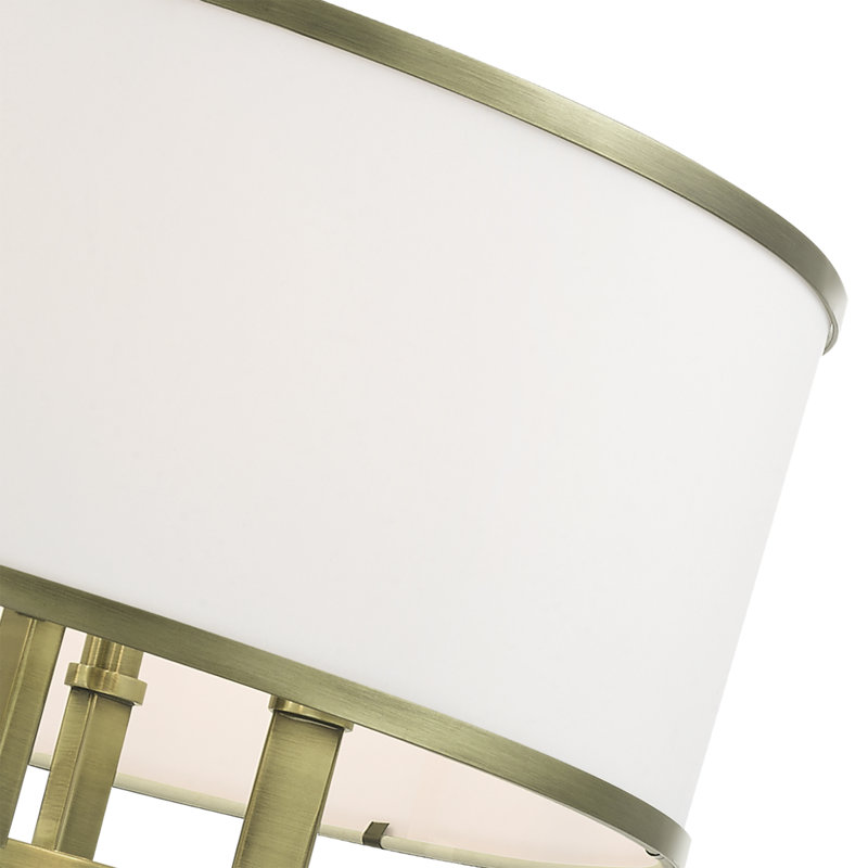 Berthine 7 - Light Dimmable Drum Chandelier, Off-White, Antique Brass