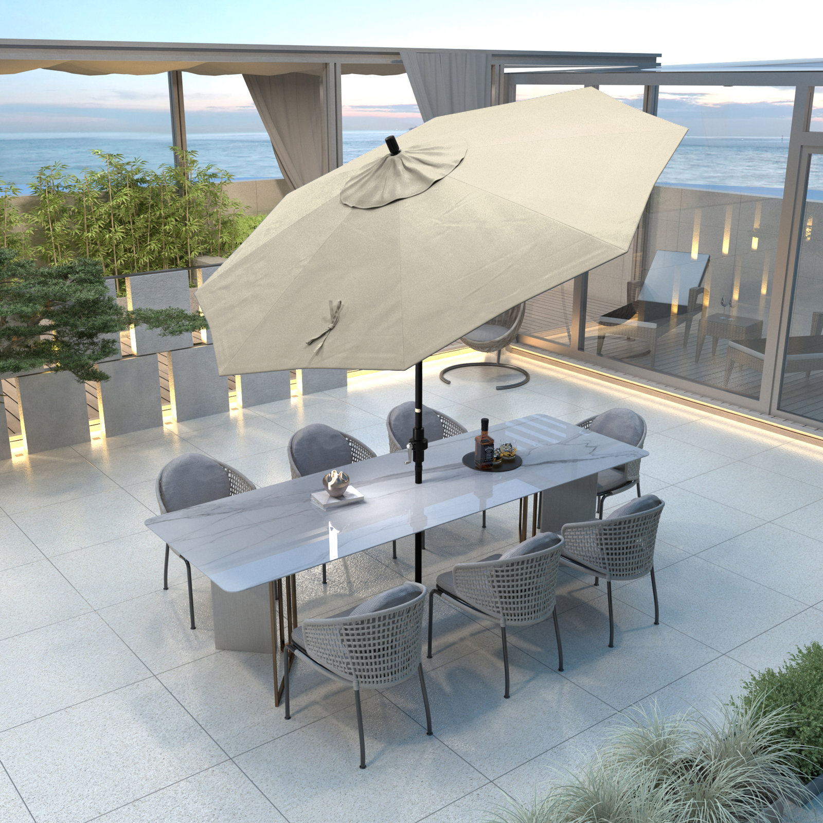 Savi 9' Umbrella, Antique Beige