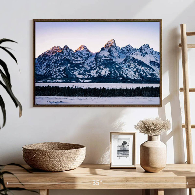 Jackson Hole Grand Teton, 25 po x 17 po, Cadre flottant en noyer