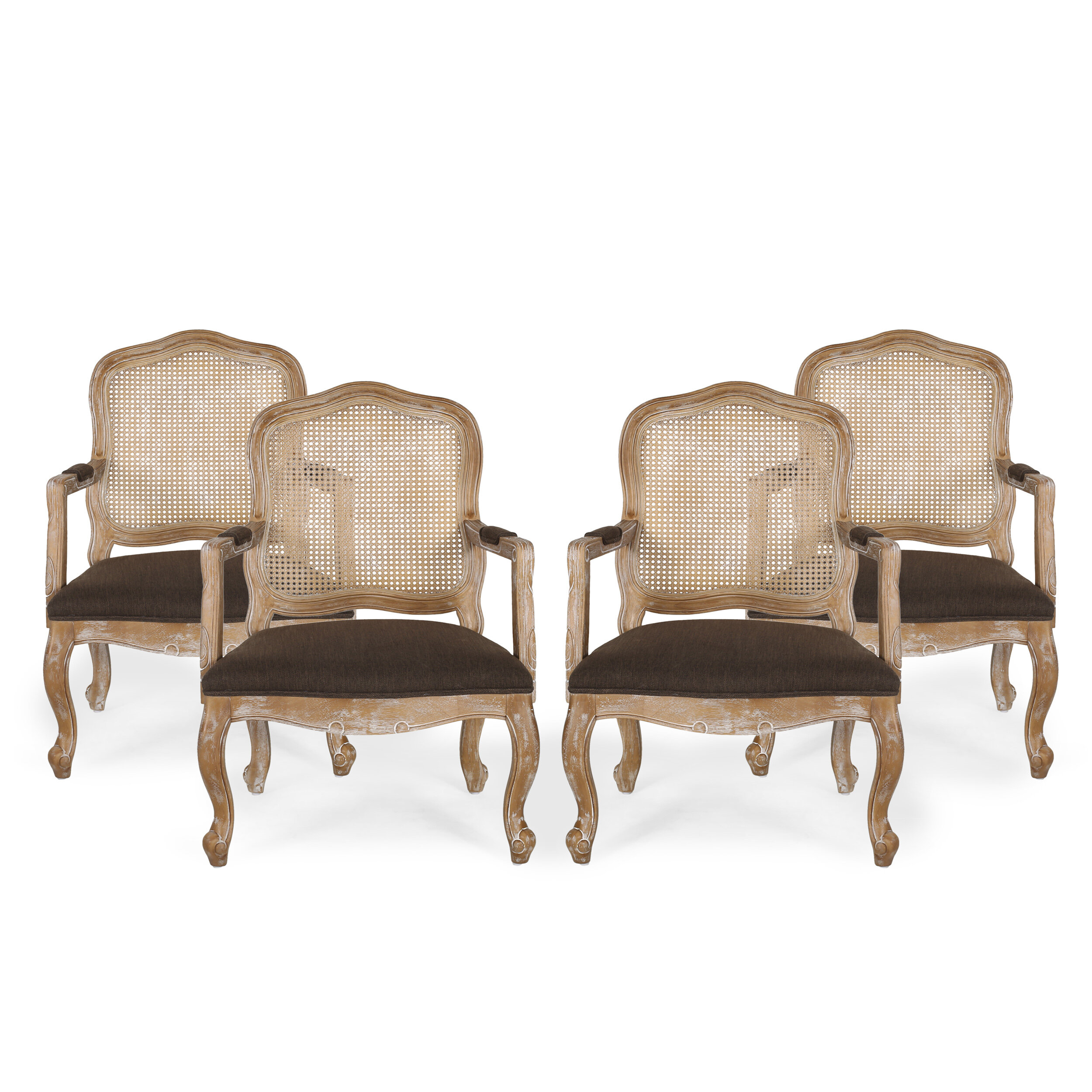 Esaie King Louis Back Arm Chair (Set of 2) Gracie Oaks Upholstery Color: Black, Leg Color: Gray