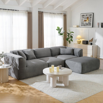 Canapé en velours avec repose-pieds 122 po