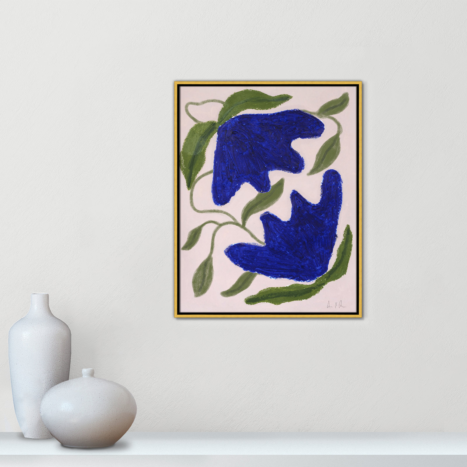 Colette "Blue Anemones No. 02" Print, 29.5" H x 23.5" W, Gold