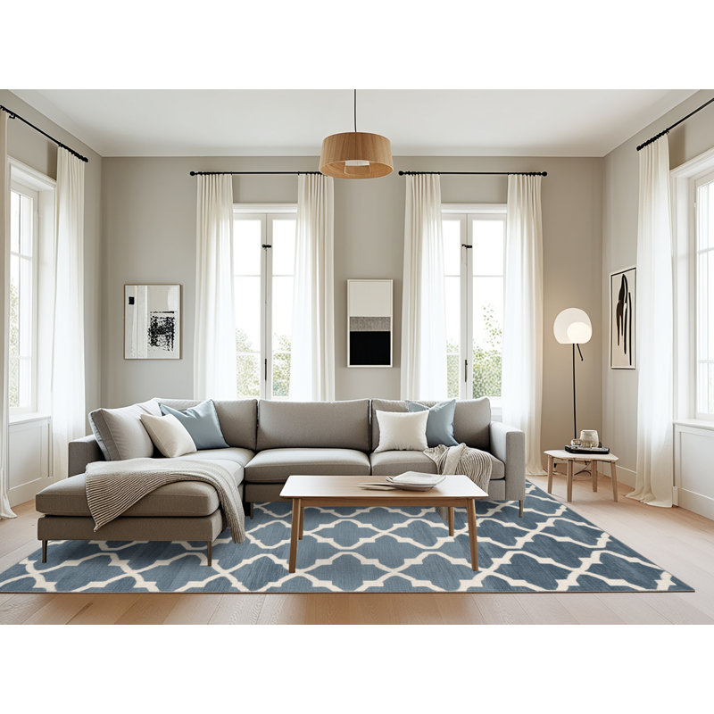 Tapis gris en treillis lavable à la machine, Rectangulaire 8 pi x 10 pi