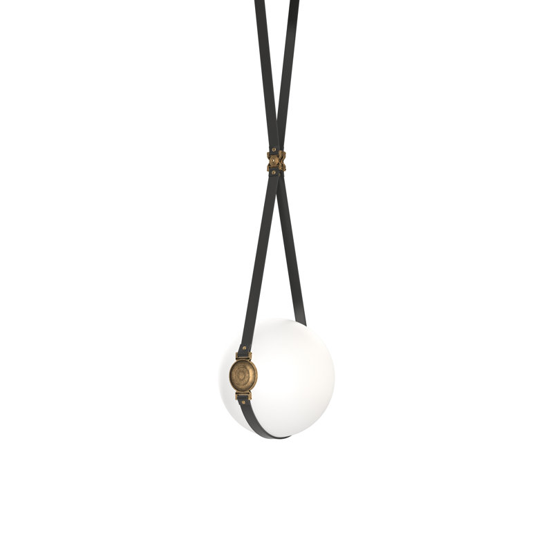 Luminaire suspendu à DEL Derby Globe, Noir, H 56,7 po x l 10,9 po x P 10 po, Laiton antique