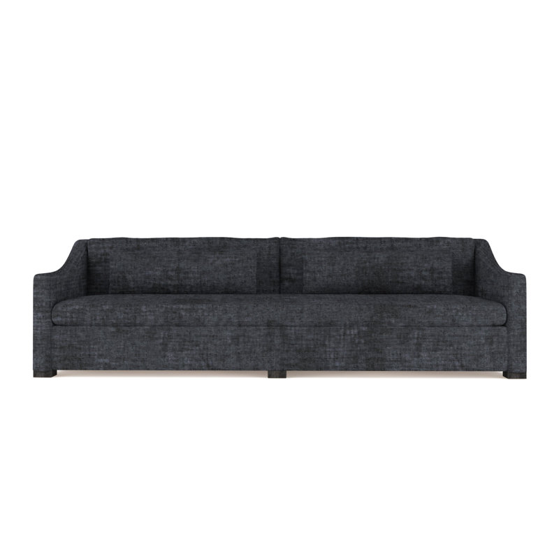 Crosby Slope Arm Sofa, Box Weave Linen Alabaster, 32.5" H x 108" W x 43" D, Ebony