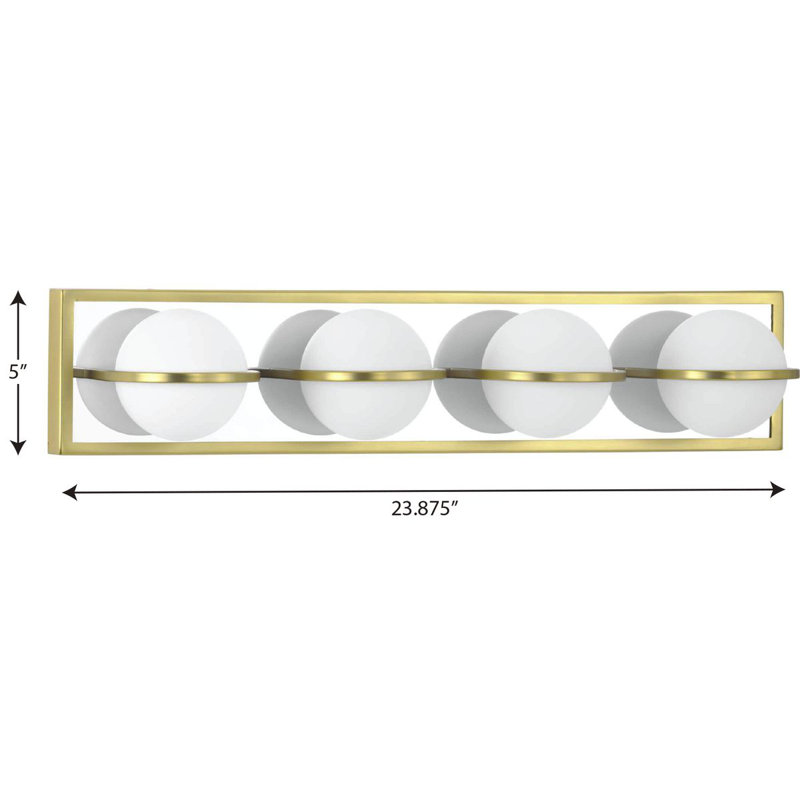 Barre de salle de bain à intensité variable Summerlin, H 5 pi x l 23,875 po x P 5,5 po, Laiton satiné, Quatre lumières