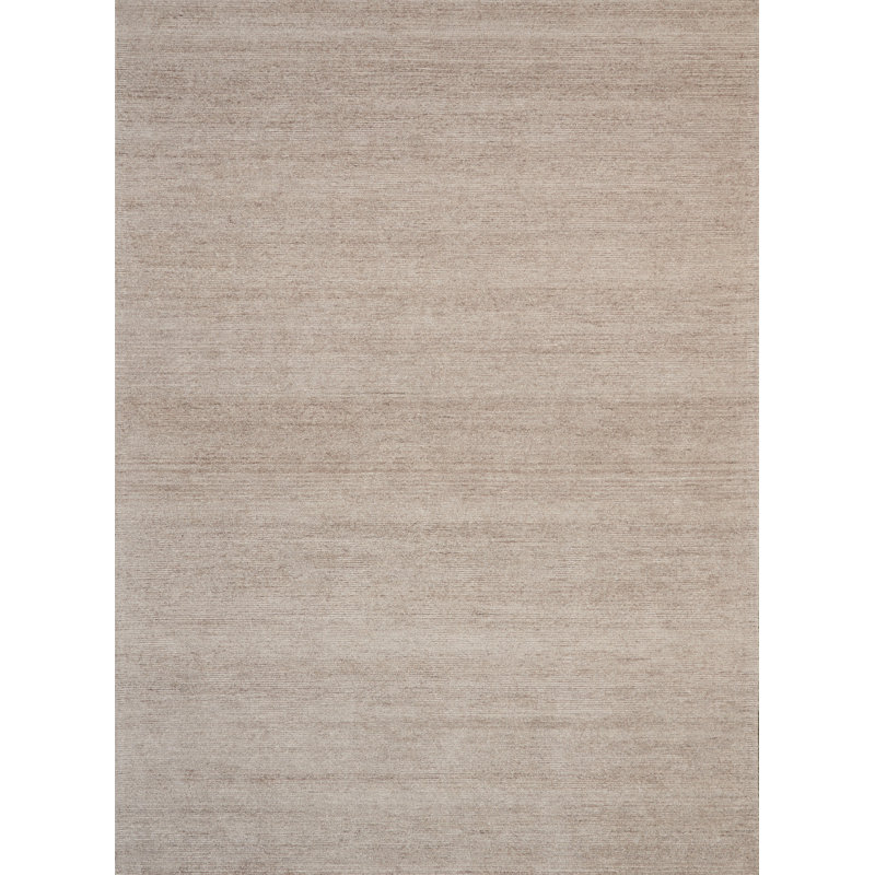 Tapis beige uni touffeté à la main, Rectangle 8 pi x 10 pi 6 po
