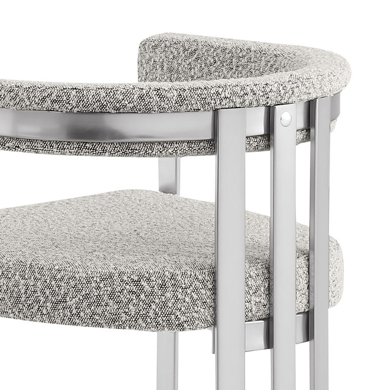 Ensemble de salle à manger en marbre blanc avec chaises Lazy Susan et Boucle, Gris riche, Argent argent