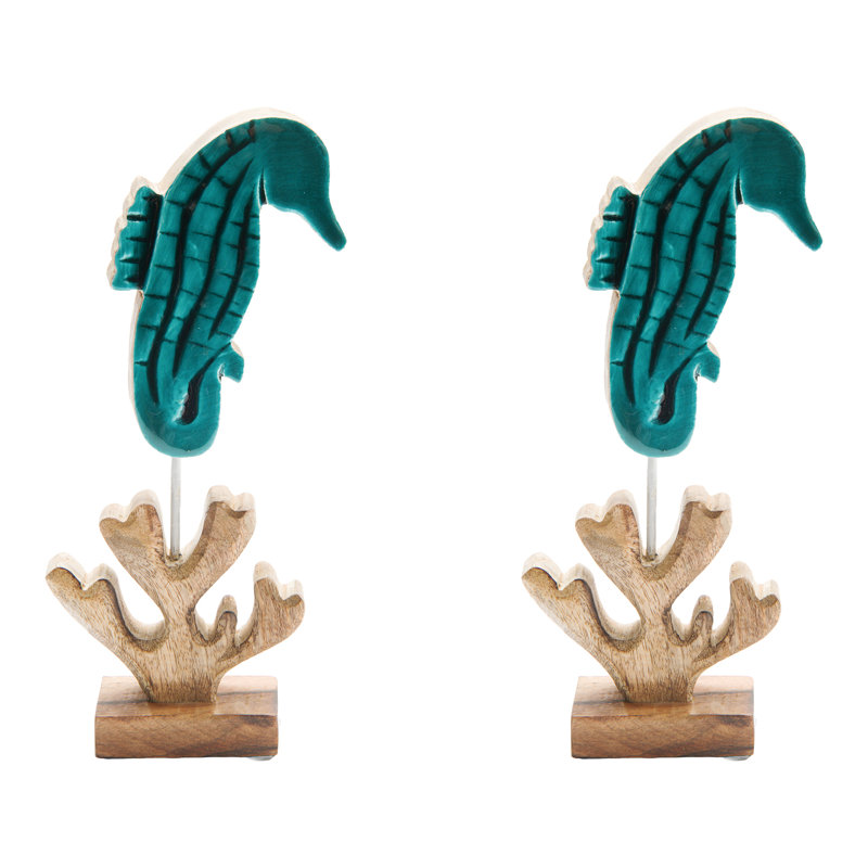 Bois de manguier Haight avec décor en émail turquoise - ensemble de 2
