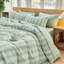 Ensemble de literie 100% coton lavé 4 pièces, 1 drap-housse, 1 drap plat et 2 taies d'oreiller, ensemble de draps texturés confortables-119423619-124550244