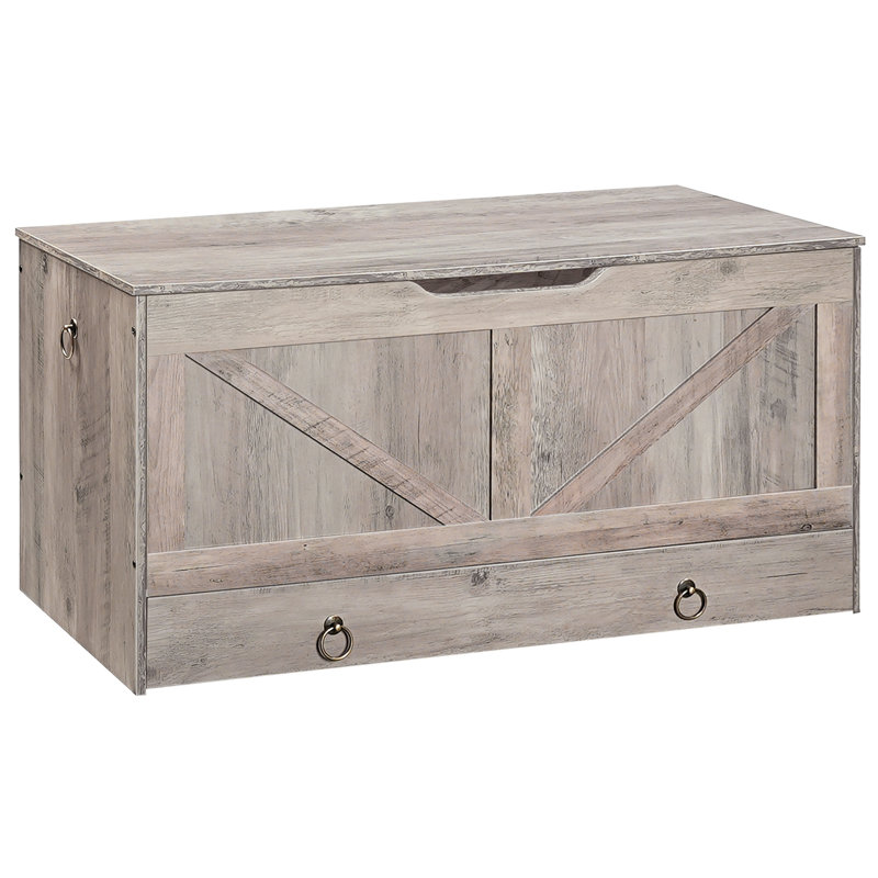 Cheynne Storage Blanket Chest with Drawer, Gray