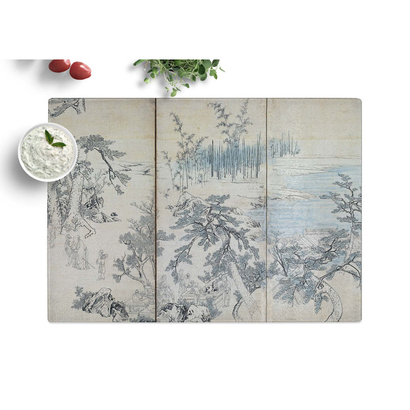 Tempered Glass Gathering in an Orchid Pavilion by Maruyama Okyo Chopping Board, 28.5 cm x 20 cm
