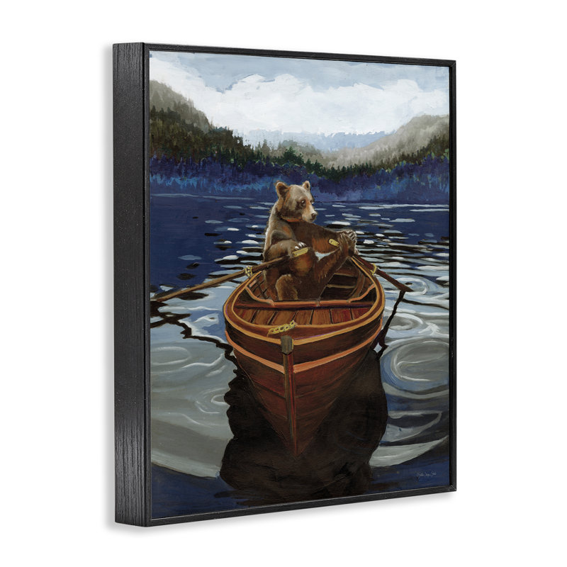 Ours brun sur une barque, art giclée par Stellar Design Studio, Giclée encadrée noir minuit, H 14 po x l 11 po