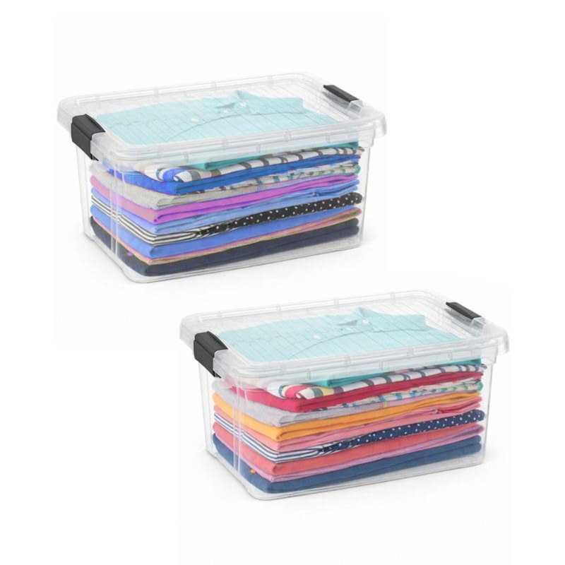Superio Clear Storage Boxes with Lids, Plastic Container Bins for Organizing, Stackable Crates, BPA Free, Non Toxic, Odor Free, Organizers for Home, Office, School, and Dorm, 11 Quart, 2 Pack