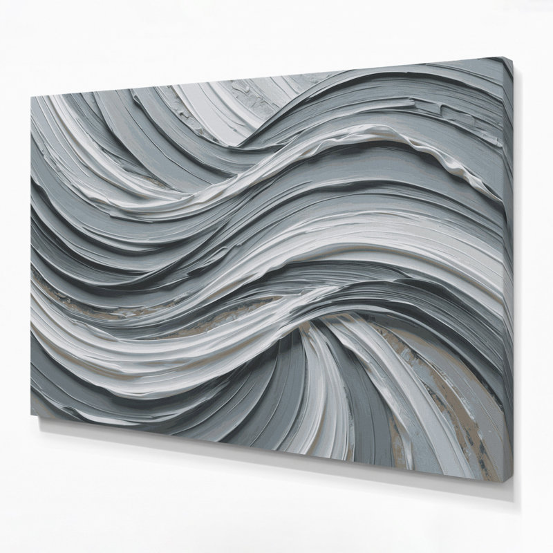 Art mural sur toile horizontal gris rayé gris tourterelle, H 11 po x l 14 po