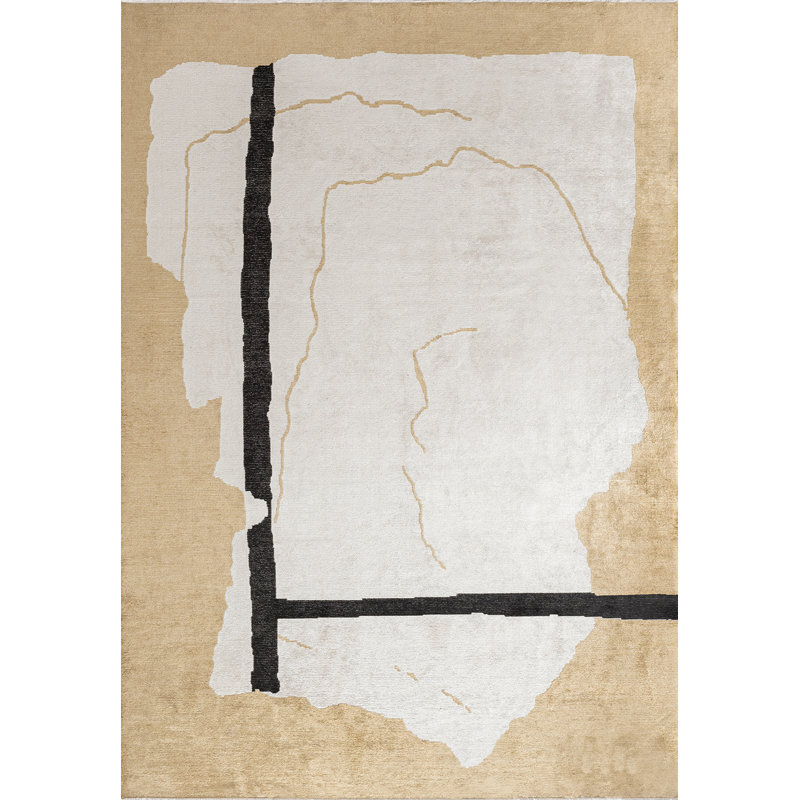 Rapture Abstract Area Rug in Black, Rectangle 6'7" x 8'3"