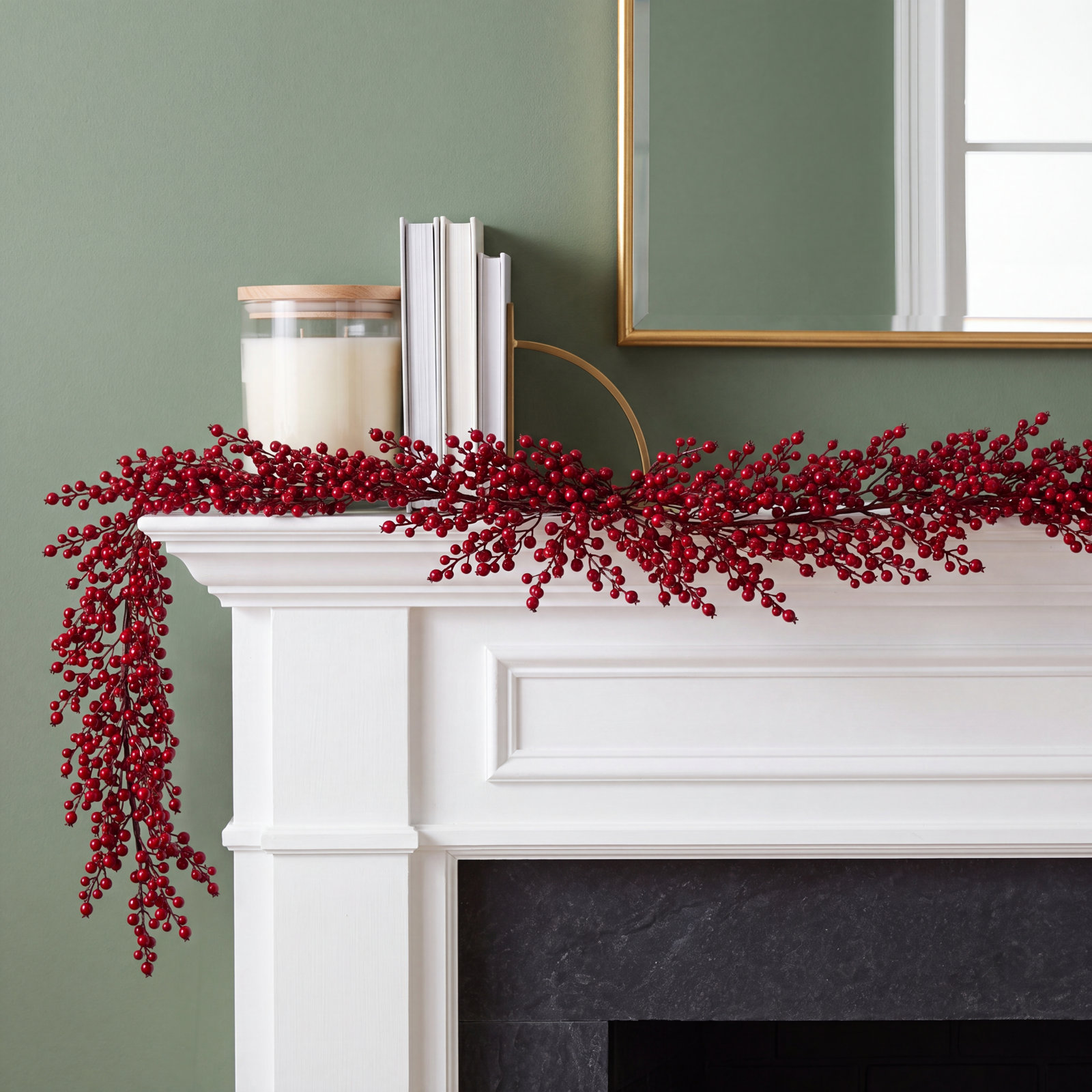 72" Red Crab Apple Berry Garland