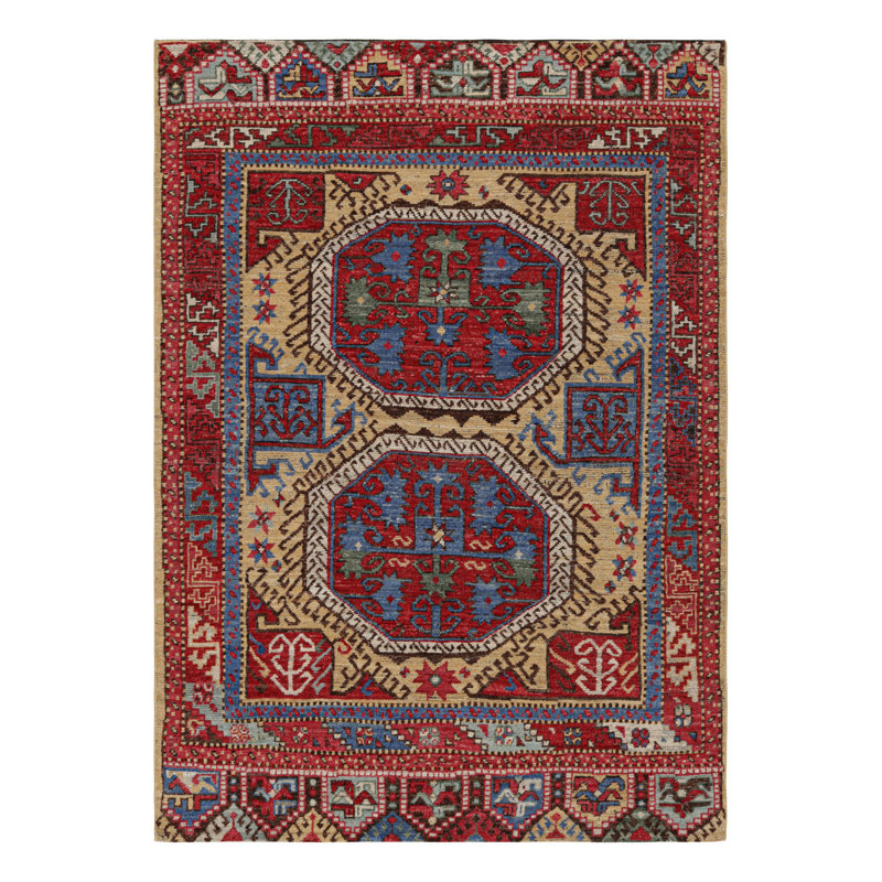 Burano Hand Knotted Wool Geometric Area Rug, Rectangle 8' x 10'