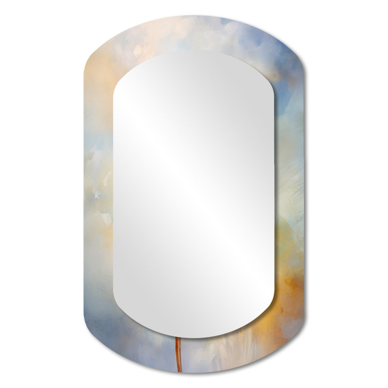 Wilmes blanc Wilmes pissenlit romantique Impression III - pissenlit miroir mural décoratif asymétrique, 31 po x 19 po