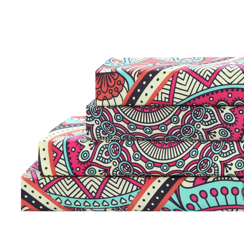 Microfiber Damask Sheet Set, Twin