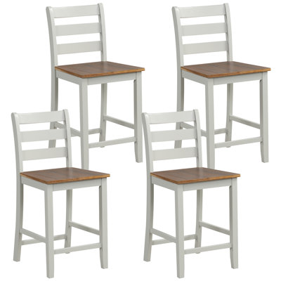 Bar Chairs  Wooden Counter Height Chair With Footrest  Rubber Wood Crossbars & Acacia Wood Legs  Rustic Armless Bar Stool For Kitchen Island  Pub & Restaurant