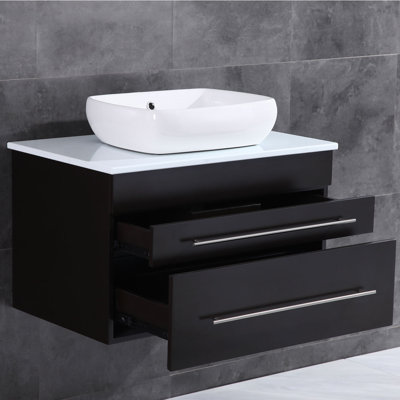 Ensemble de meuble-lavabo mural simple avec miroir l 30 po x P 18,5 po x H 23 po Selph